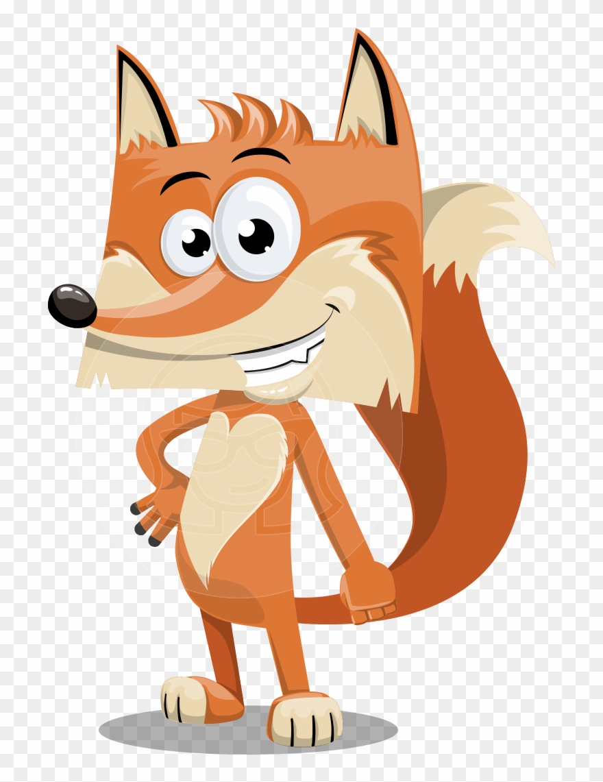 Funny Character With Heart - Fox Cartoon Png Clipart