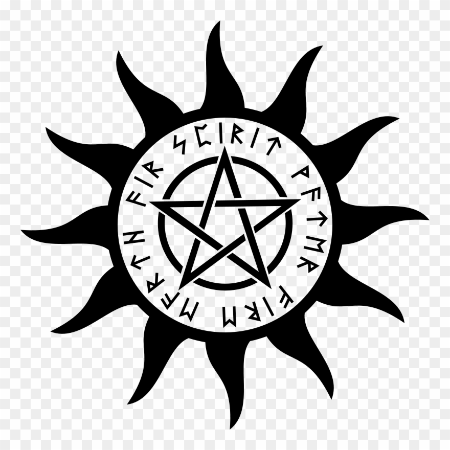 Symbol With Pentagram Free Vector - Rune Pentagram 5 Elements Norse Wiccan Crew T-shirt Clipart
