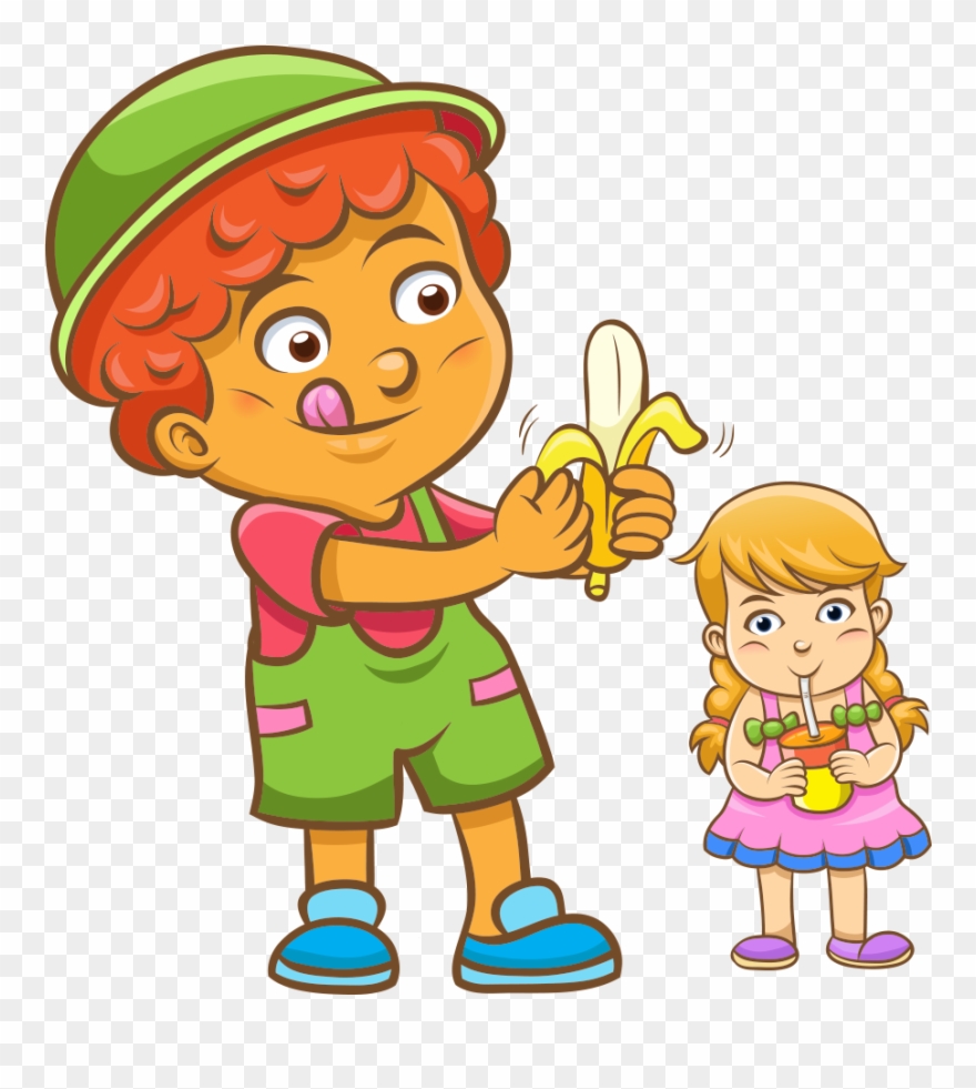 Juice Child Eating Cartoon Illustration - Imagenes De Las Rutinas De Un Nino Clipart