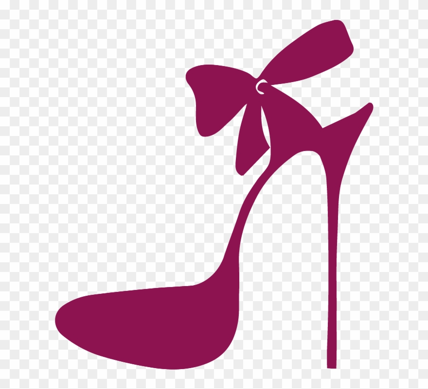 Pink Clipart Stilettos - Stiletto With Bow Silhouette - Png Download
