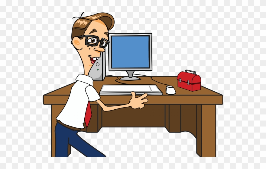 Pc Clipart Computer Nerd - کار کردن با کامپیوتر - Png Download