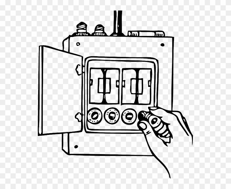 Illustration Of Residential Electrical Fuse Box Installation - Safety At Home Outline Clipart