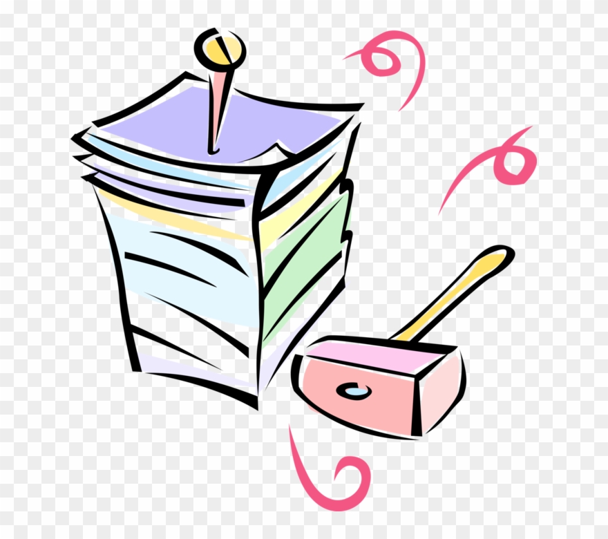 Vector Illustration Of Nailing Down Paperwork With Clipart