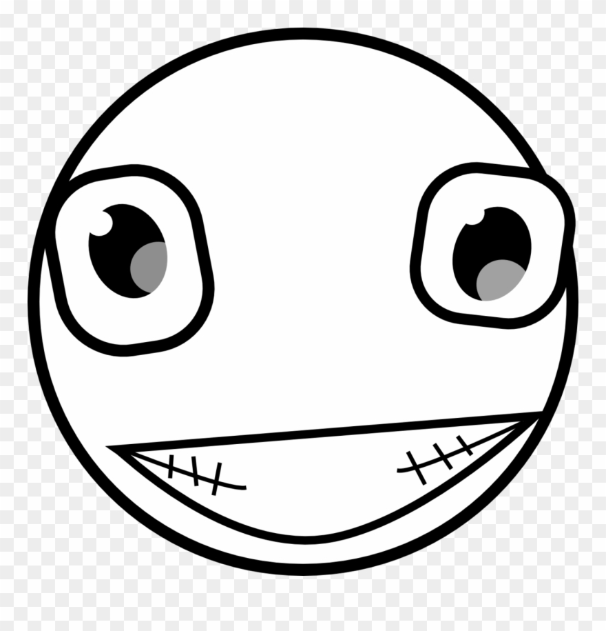 Feraliminal Creepy Buddy Icon Black White Line Art - Creepy Smiley Face Clipart