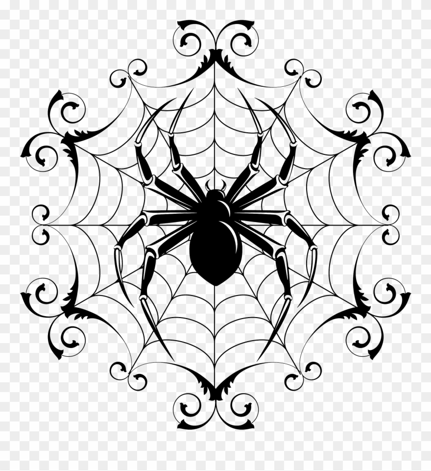 Graphic Freeuse Stock Chrysanthemums Drawing Spider - Halloween Spider Web Drawings Clipart