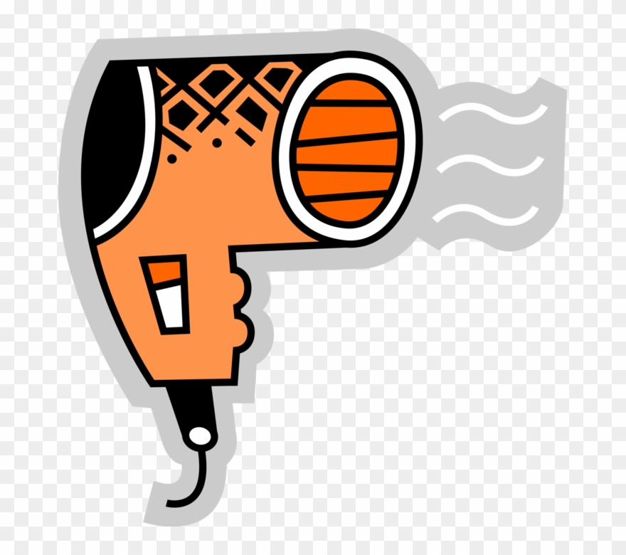 Vector Illustration Of Portable Electric Hair Dryer - Hair Dryer Clipart