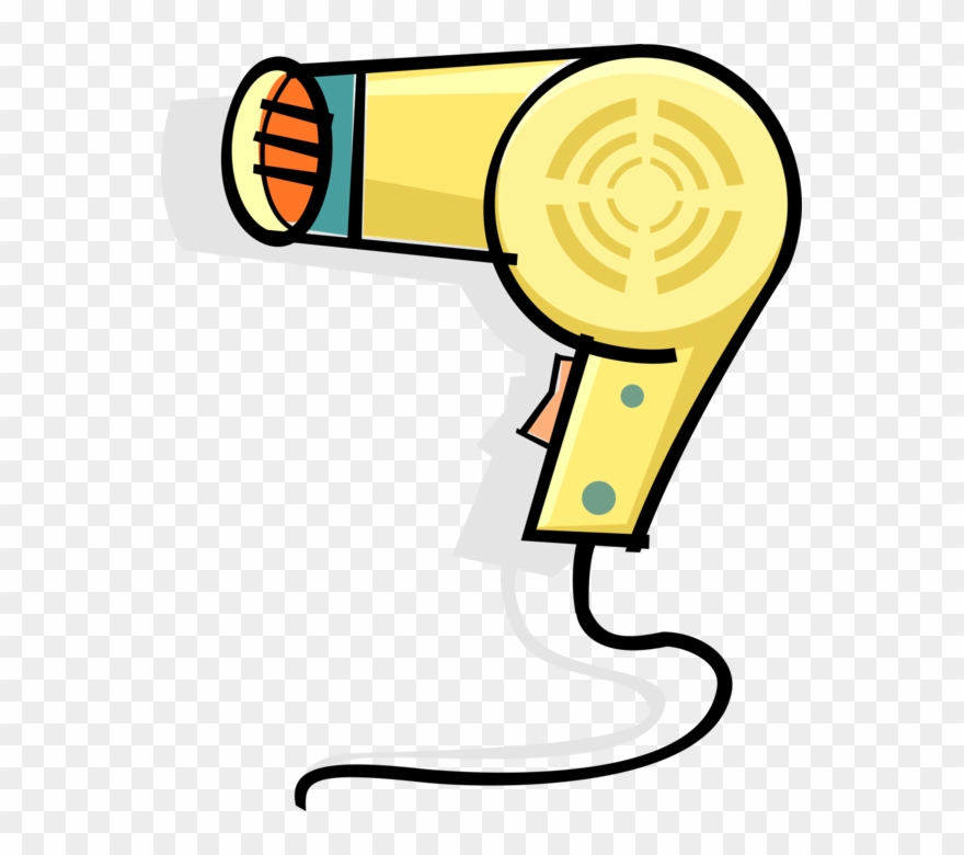 Vector Illustration Of Portable Electric Hair Dryer - Hair Dryer 1920 Transparent Background Clipart