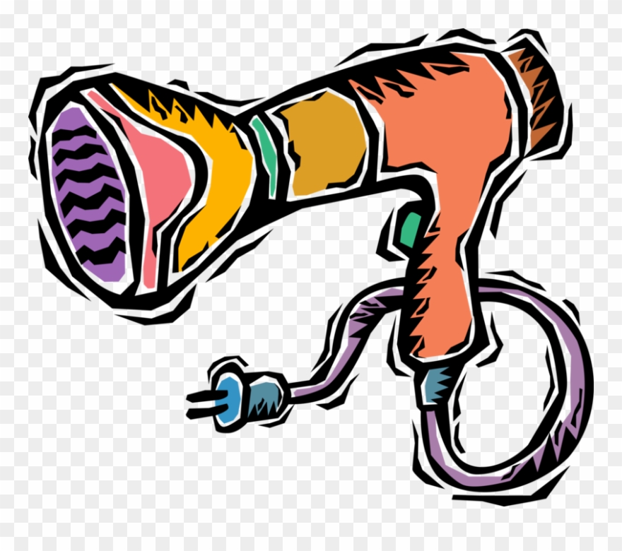 Vector Illustration Of Personal Grooming Portable Electric - Hair Dryer Clipart