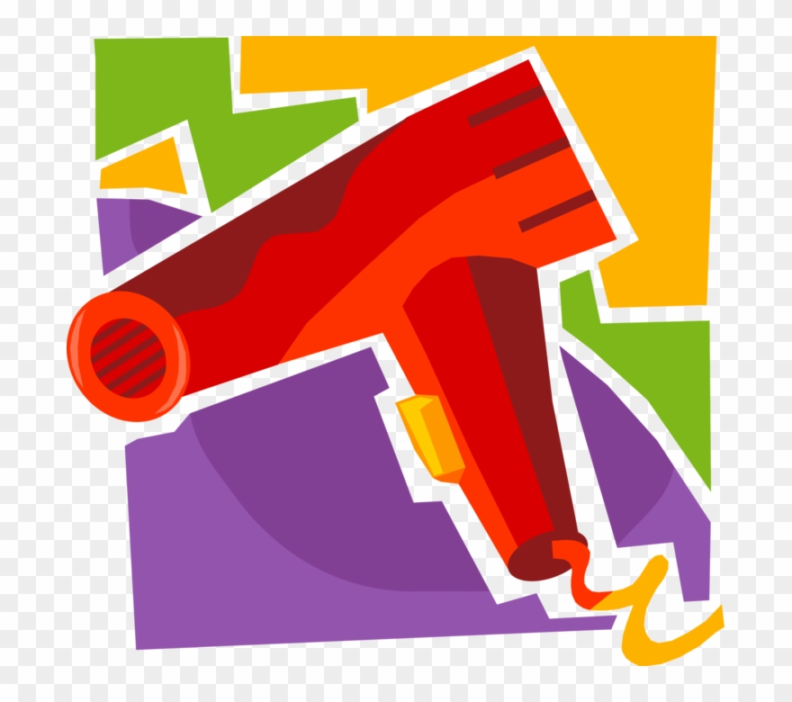 Vector Illustration Of Portable Electric Hair Dryer Clipart