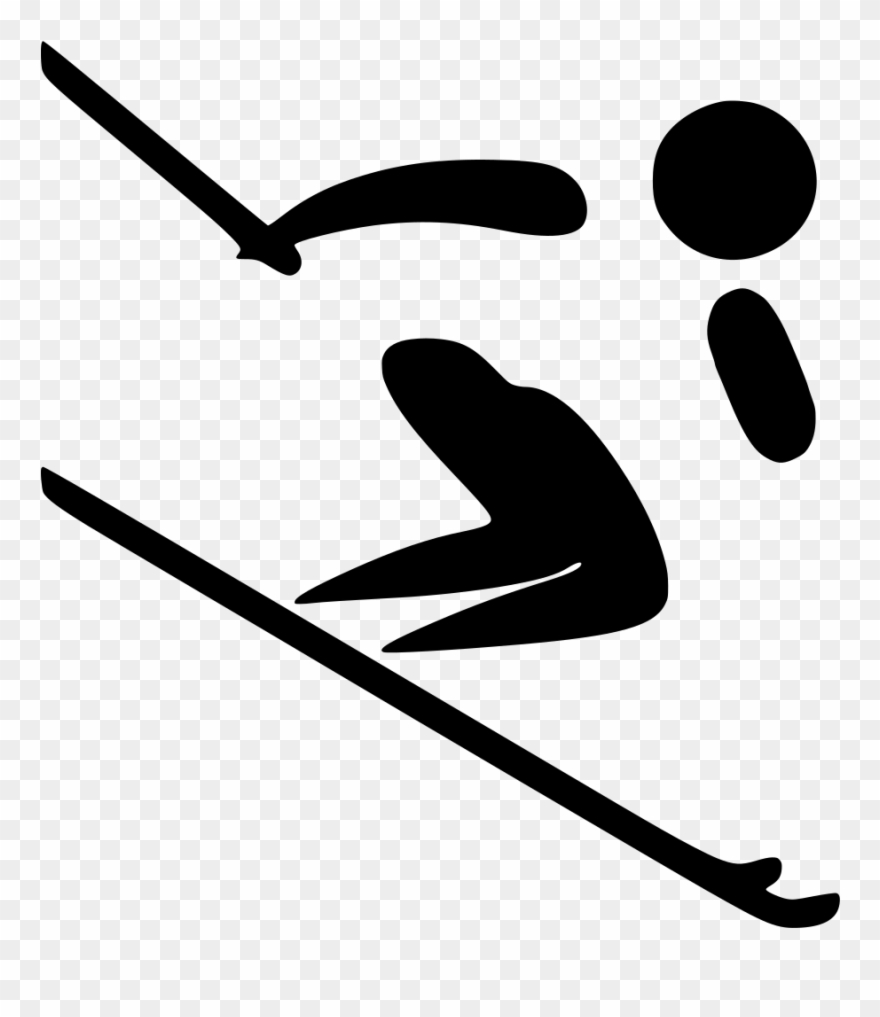 Ski Clip Black And White - Alpine Skiing - Png Download