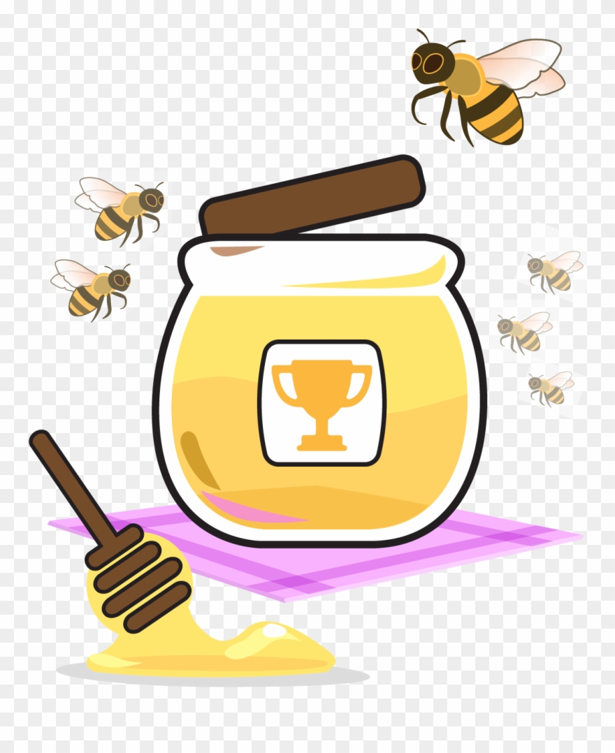 Bees And Honey Jar - Bee Clipart