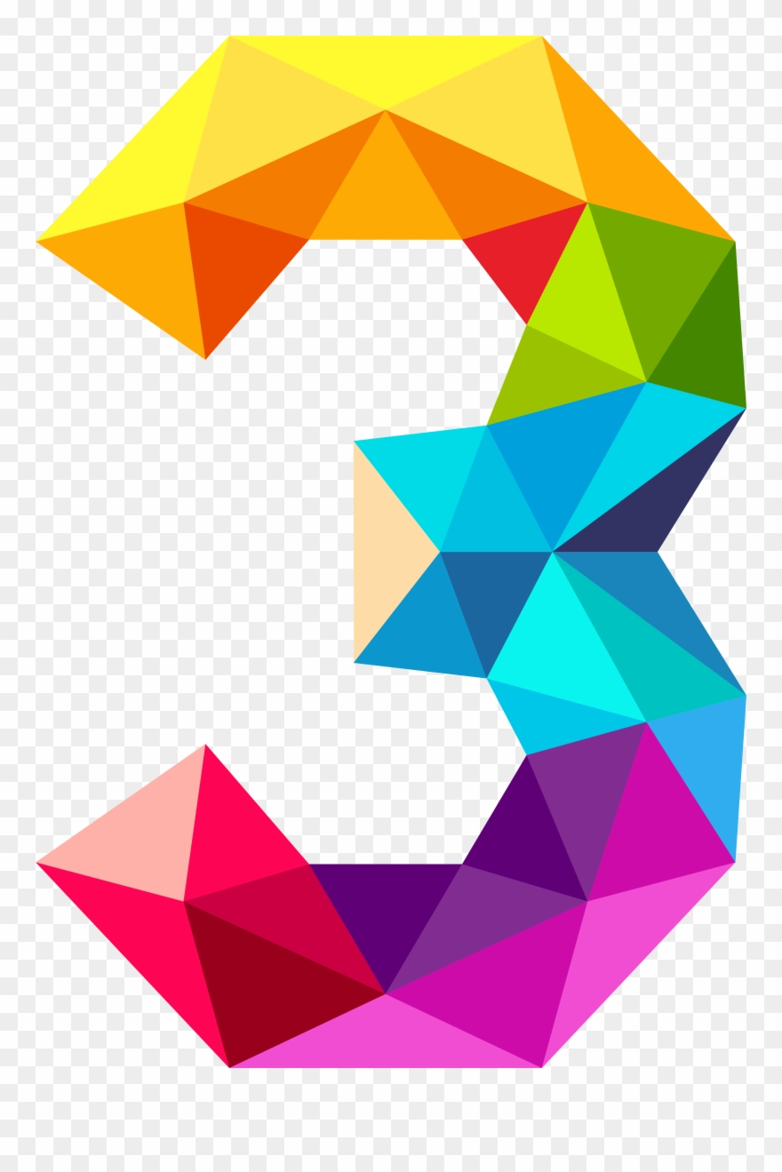 Clipart Images, Triangles, Numbers, Clip Art, Third, - Colourful Triangles Number Three - Png Download