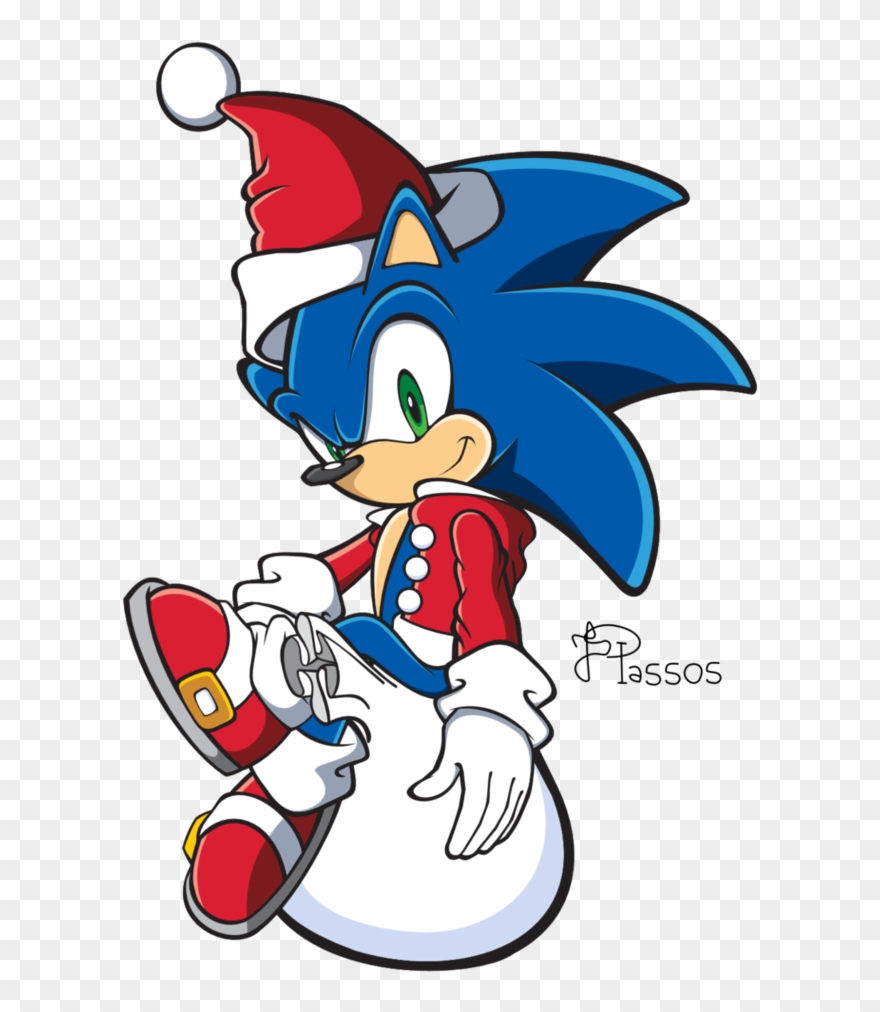 Tails Drawing Sonic Black And White Library - Santa Sonic The Hedgehog Clipart