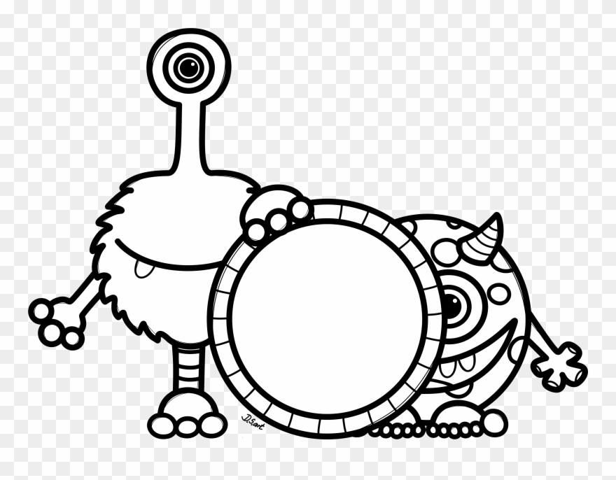 Two Cute Monsters Holding A Mirror - Mirror Clipart