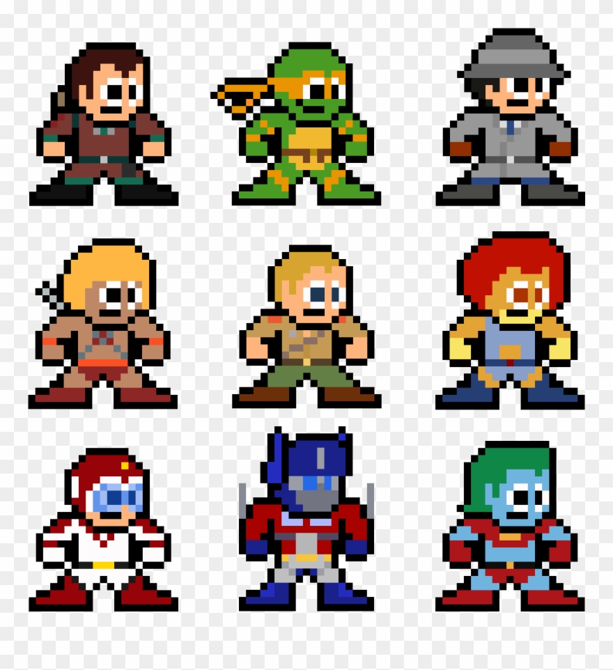 8-bit 80s Cartoon Heroes Nerd Crafts, Perler Bead Art, - 8 Bit Cartoons Clipart