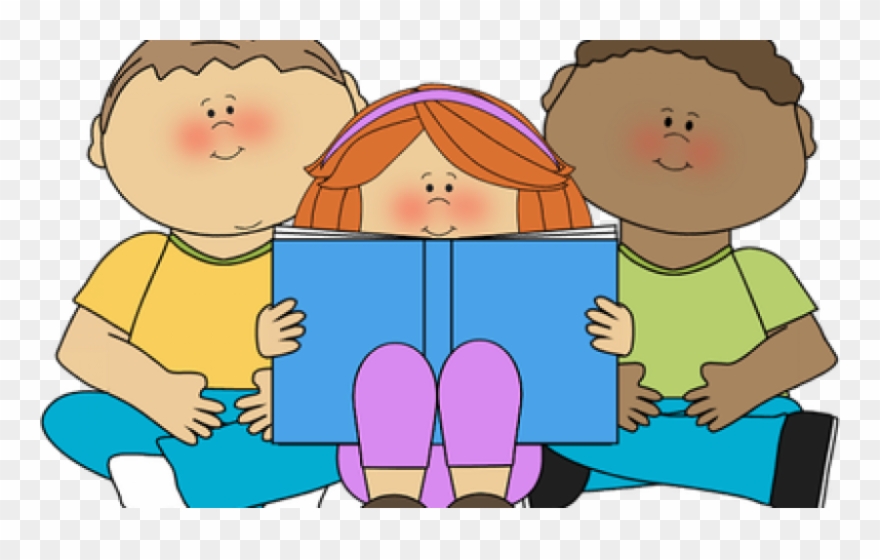 Buddy Class Reading - Children Reading Their Work Clipart
