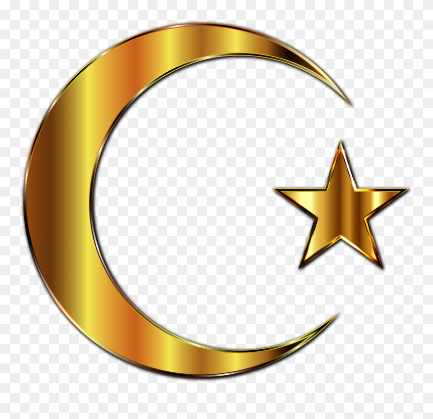 Crescent Shape People Clipart Collection - Golden Moon And Star - Png Download