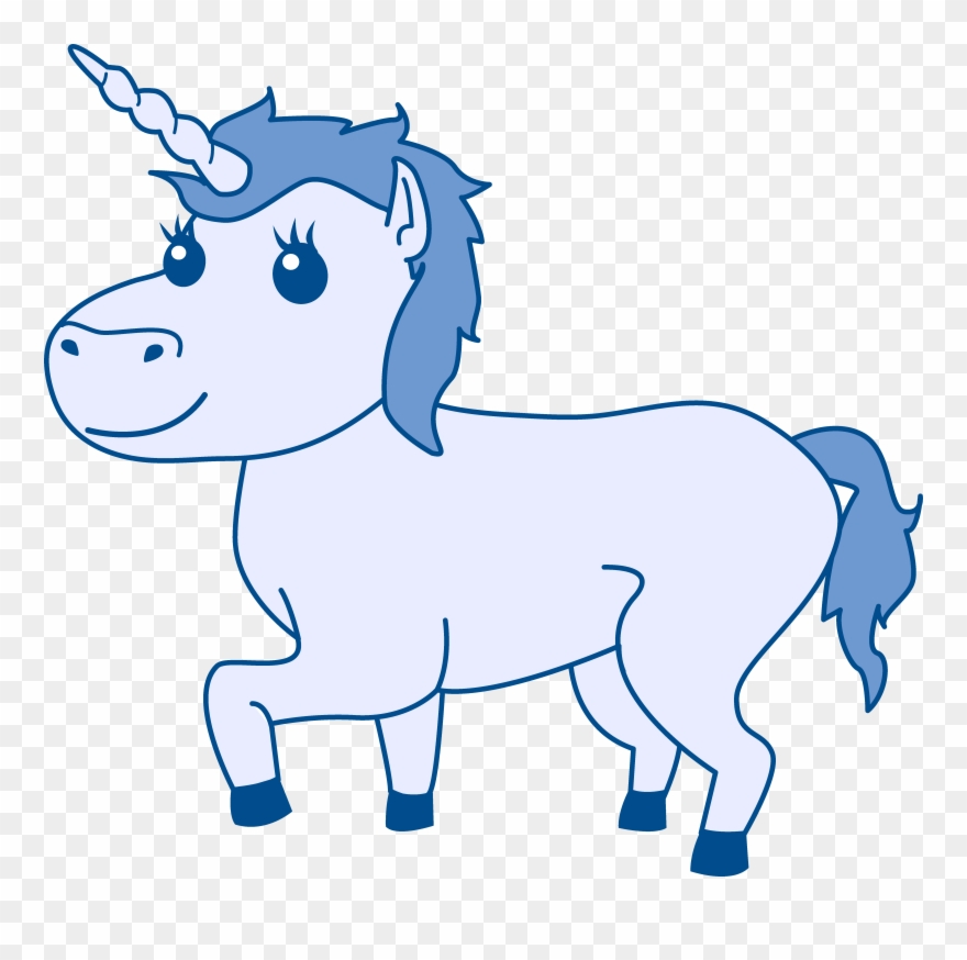 Blue Free Clip Art - Blue Unicorn - Png Download