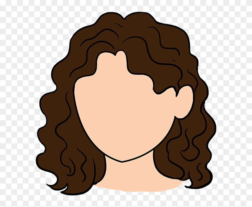 How To Draw Curly Hair - Easy Anime Girl Drawing With Curly Hair Clipart
