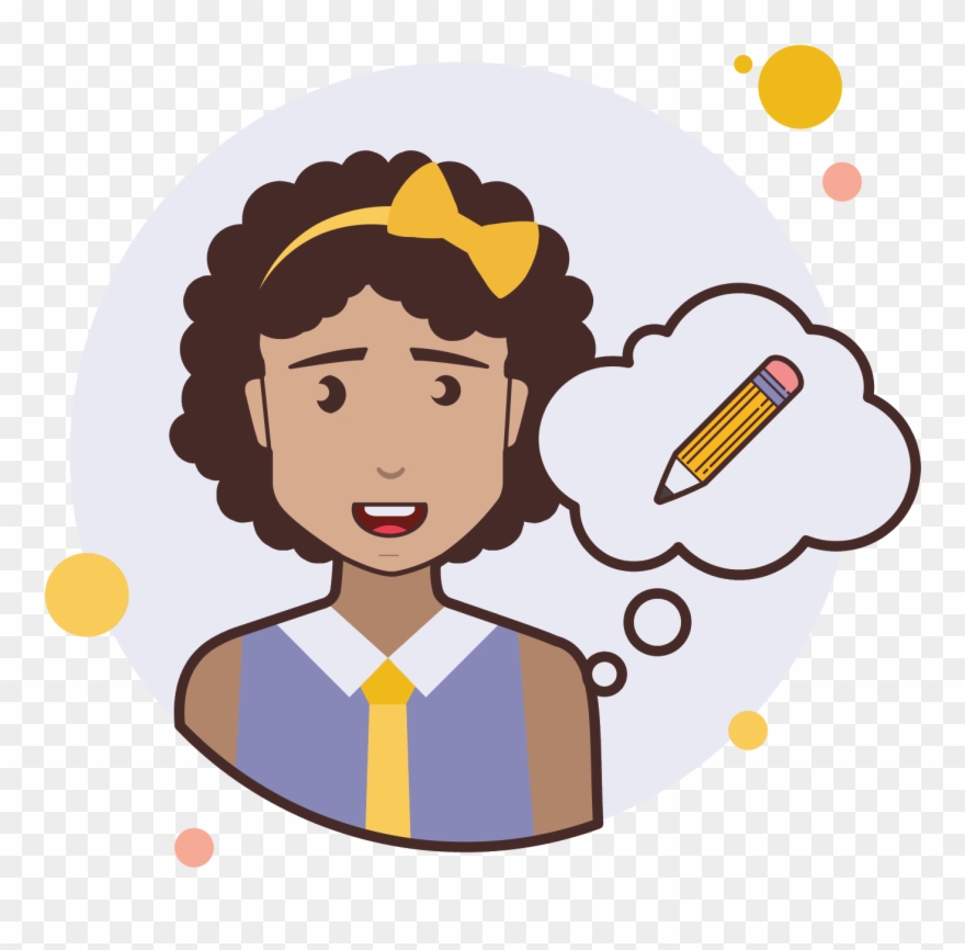 Short Curly Hair Lady Pencil Icon - Icon Clipart