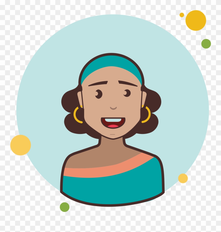 Brown Curly Hair Lady With Earrings Icon - Bag Clipart