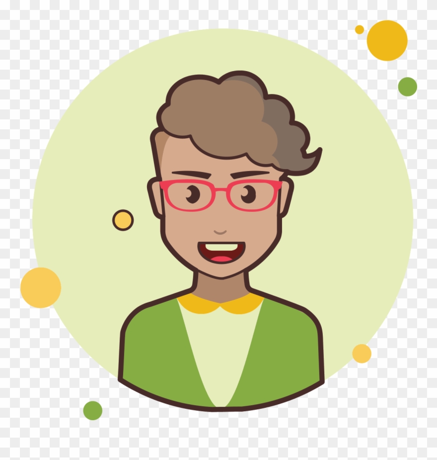 Short Curly Hair Lady With Red Glasses Icon - Cartoon Clipart