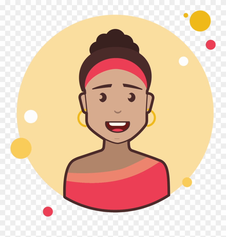 Brown Curly Hair Lady With Golden Earrings Icon - Question Girl Png Clipart