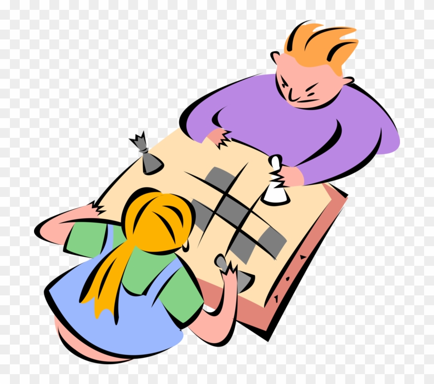 Vector Illustration Of Boy And Girl Play Competitive - Illustration Clipart