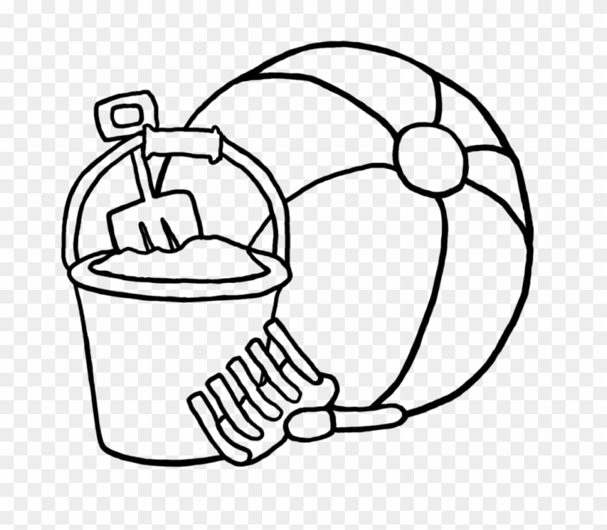 Clip Black And White Beach Pictures To Color Ataquecombinado - Beach Toys Coloring Pages - Png Download