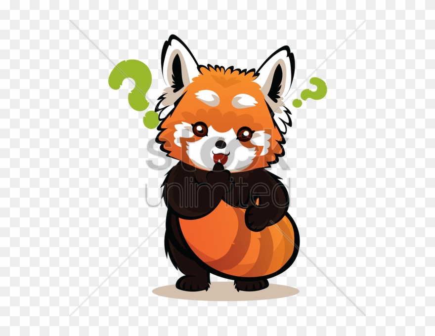 Cartoon Red Panda Confused Clipart