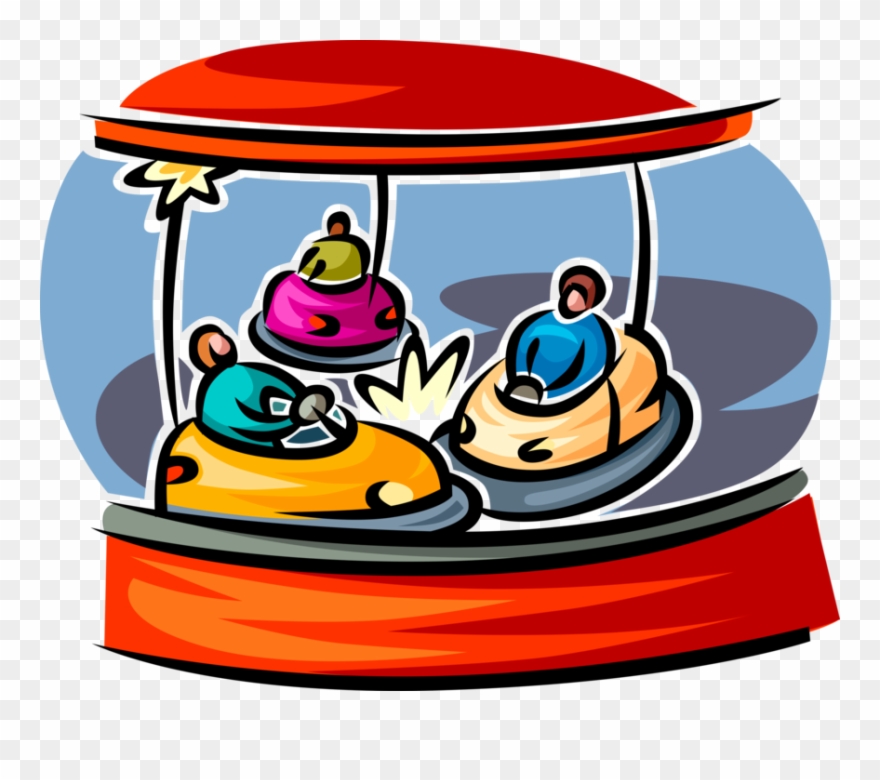 Vector Illustration Of Bumper Car Amusement Ride At - Bumper Cars Clipart - Png Download