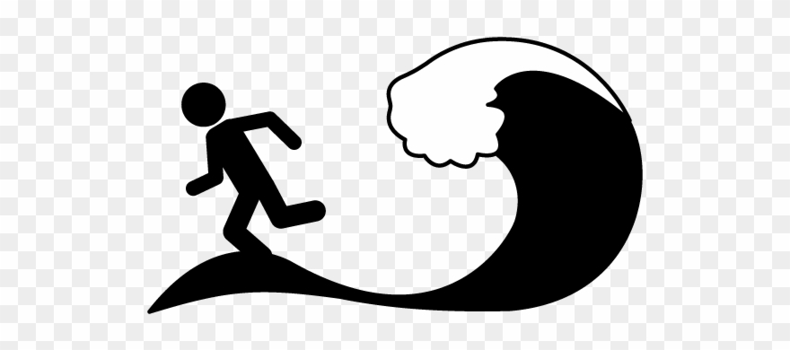 Evacuation - Tsunami Clipart Black And White - Png Download