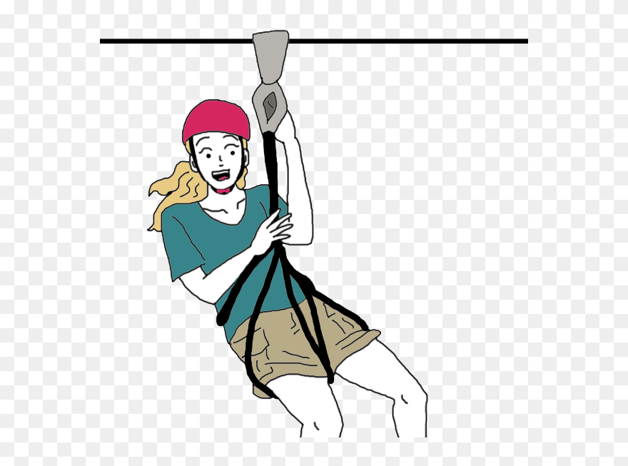 Zip Lining Cartoon Clipart