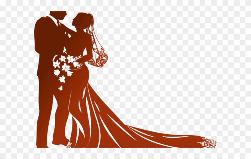 Gate Clipart Marriage - Wedding Couple Silhouette Vector - Png Download