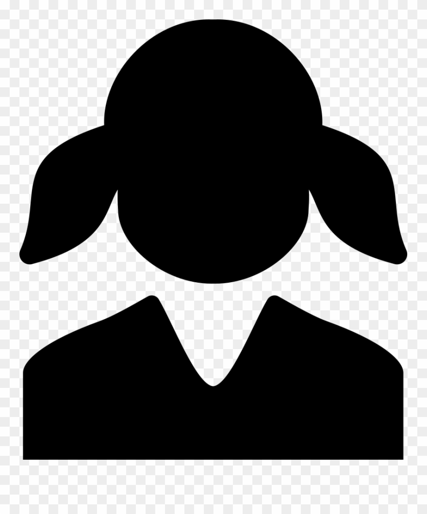 Ponytail Clipart Two - Girl Silhouette With Two Ponytails - Png Download