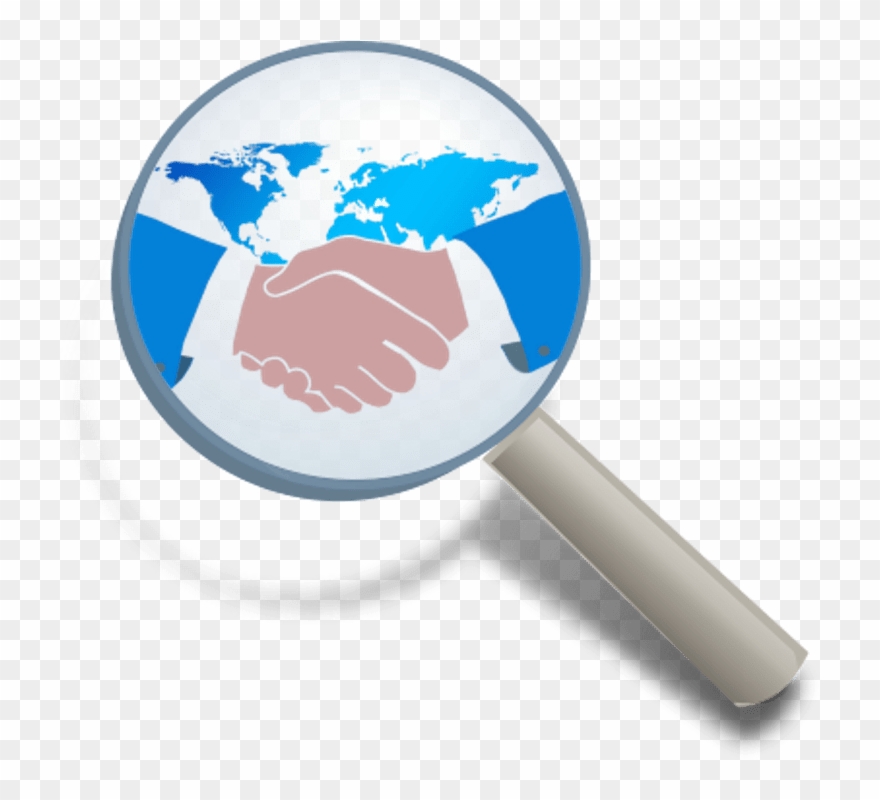Magnifying Glass And Handshake - Diplomacy Clipart
