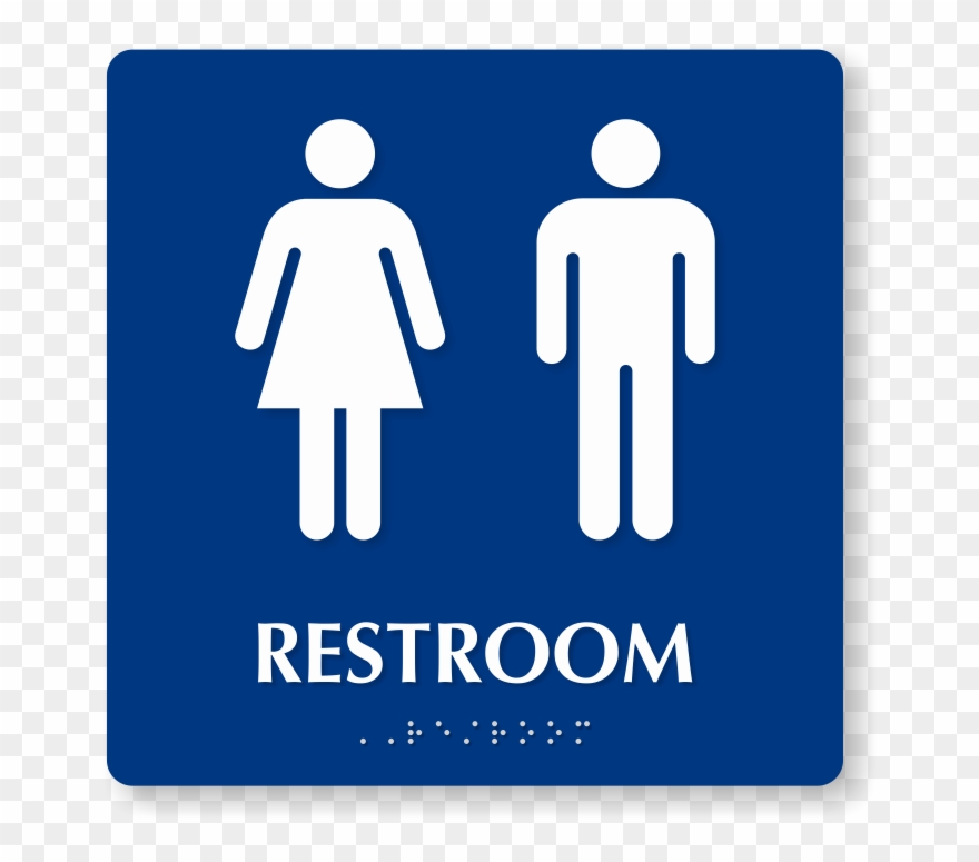 Men And Women Pictogram Braille Unisex Restroom Sign - Bathroom Sign Clipart