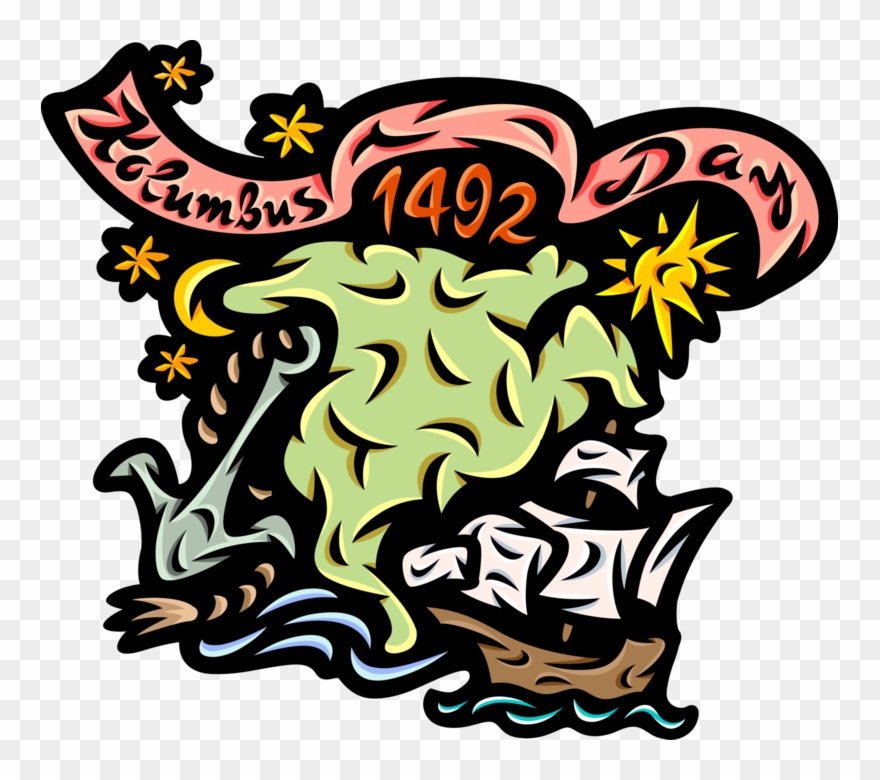 Vector Illustration Of Columbus Day 1492 Tall Ship Clipart