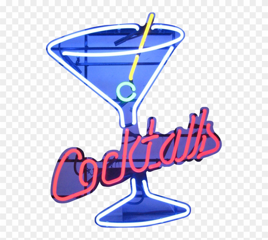 Neon Sign Clipart Transparent - Cocktails Neon Sign Png