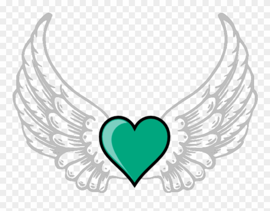 Mq Green Heart Hearts Wings Wing - Purple Angel Wings Clipart