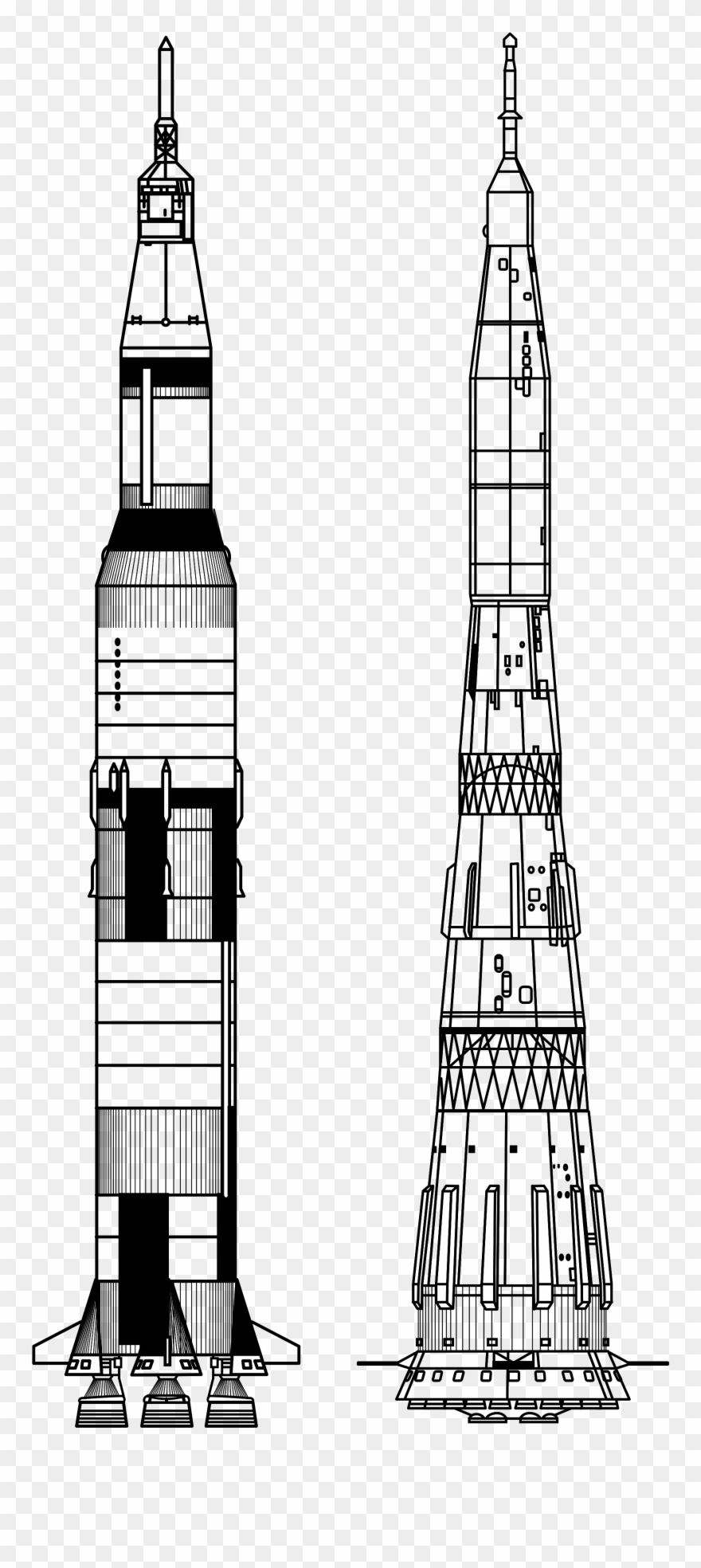 Saturn V Png Picture Transparent - Saturn V Rocket Drawing Clipart