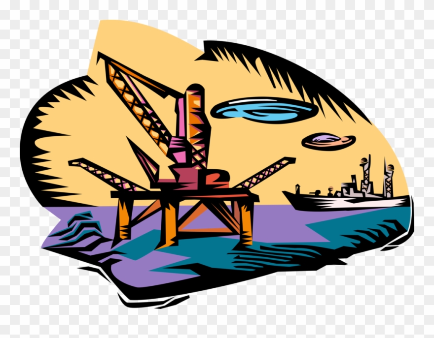 Vector Illustration Of Offshore Petroleum Fossil Fuel Clipart