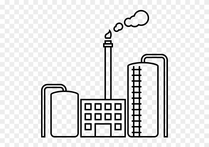 Oil Refinery Rubber Stamp - Oil Factory Drawing Clipart