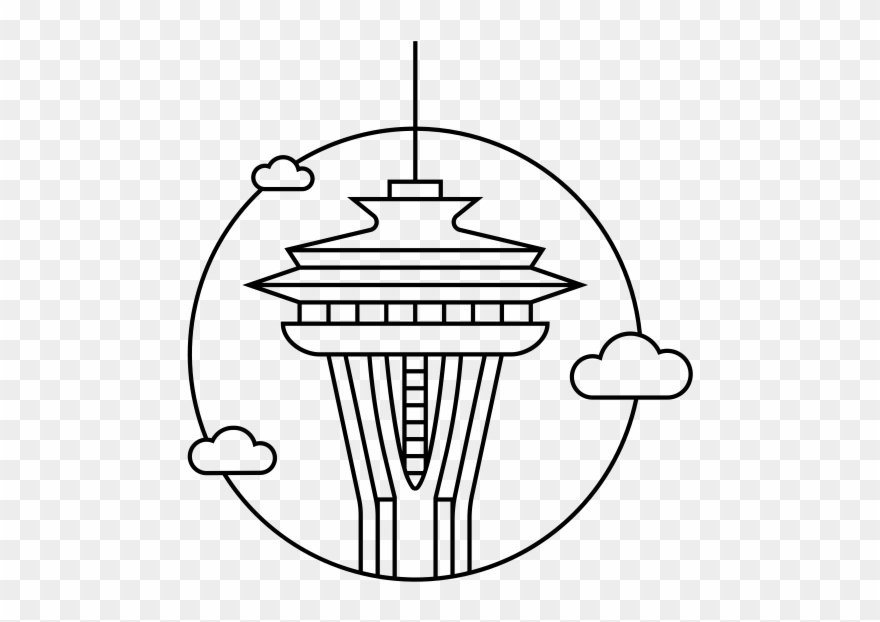 Seattle Rubber Stamp - Space Needle Coloring Page Clipart
