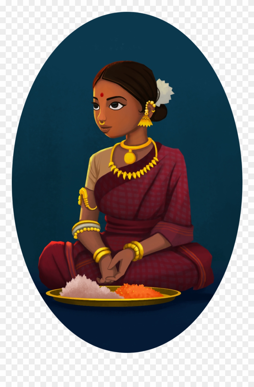 Indian Girl Selling Flowers Character Design My - Indian Girl Character Design Clipart