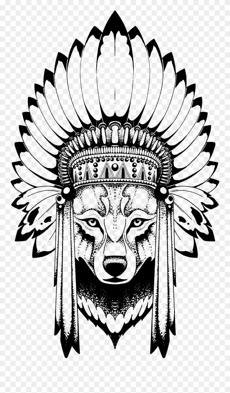 Photos And Illustrations - Wolf Headdress Art Clipart