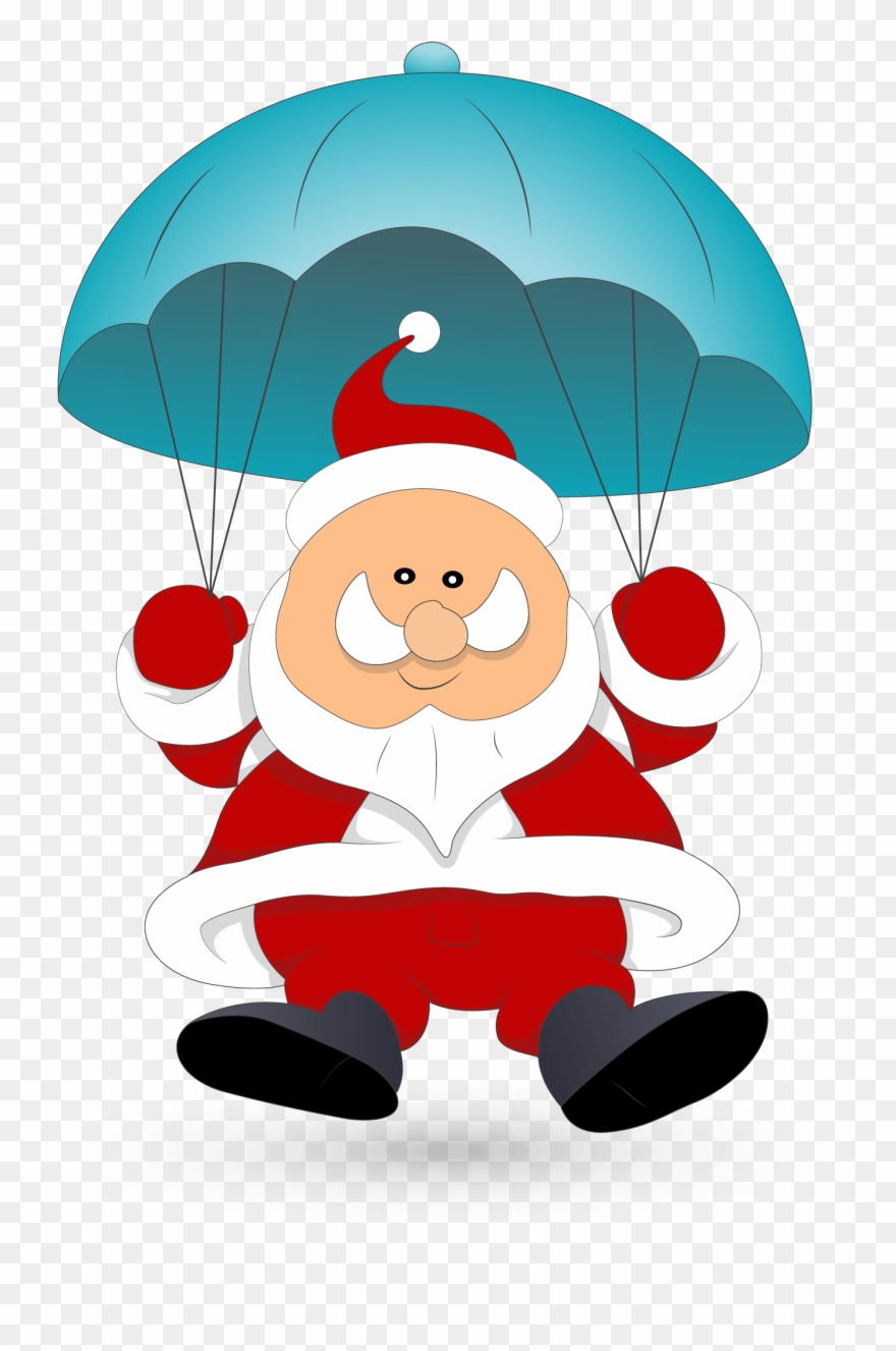 Santa Clipart Parachute - Santa Claus In Parachute - Png Download