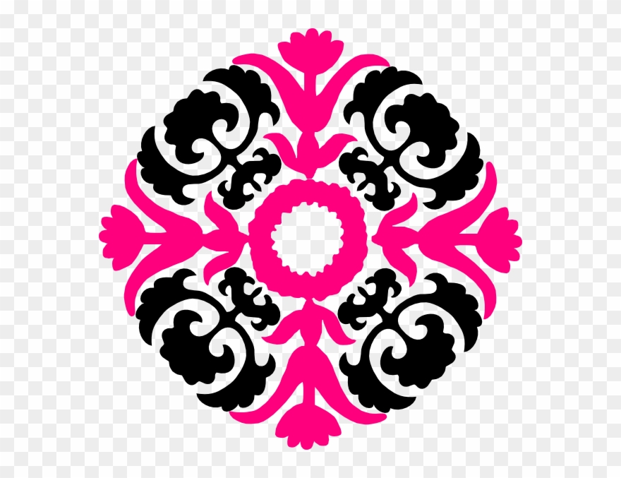 Black And White Damask Clip Art - Desain Floral Islam Png Transparent Png