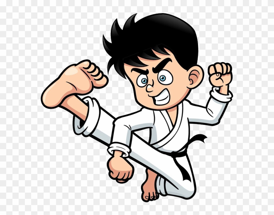 Taekwondo Drawing Boy - Karate Kick Cartoon Clipart