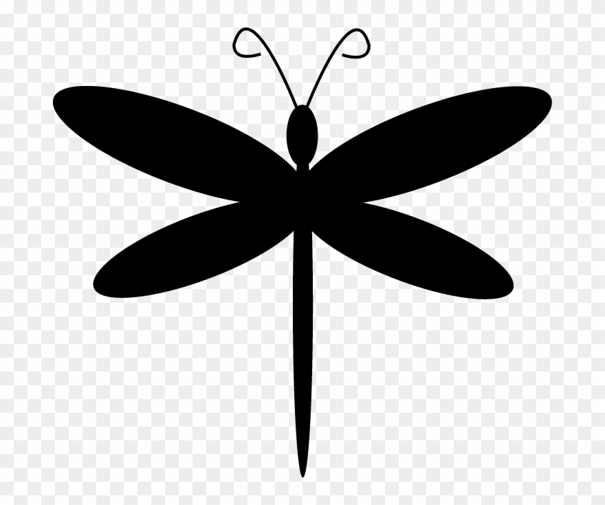Dragonfly Clipart Black And White - Black And White Dragonfly Transparent Background - Png Download